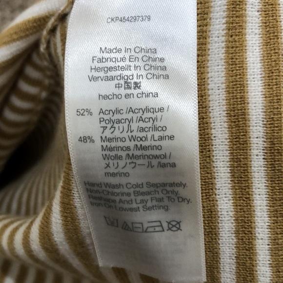 Madewell Belhaven Ruffle Sweater Tank Top Size Medium Heather Camel Brown Stripe - Picture 7 of 10